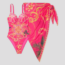 Swimsuit : Dames Elegant Badpak met Comfortabele Pasvorm - Blauw in Roze van Pantino