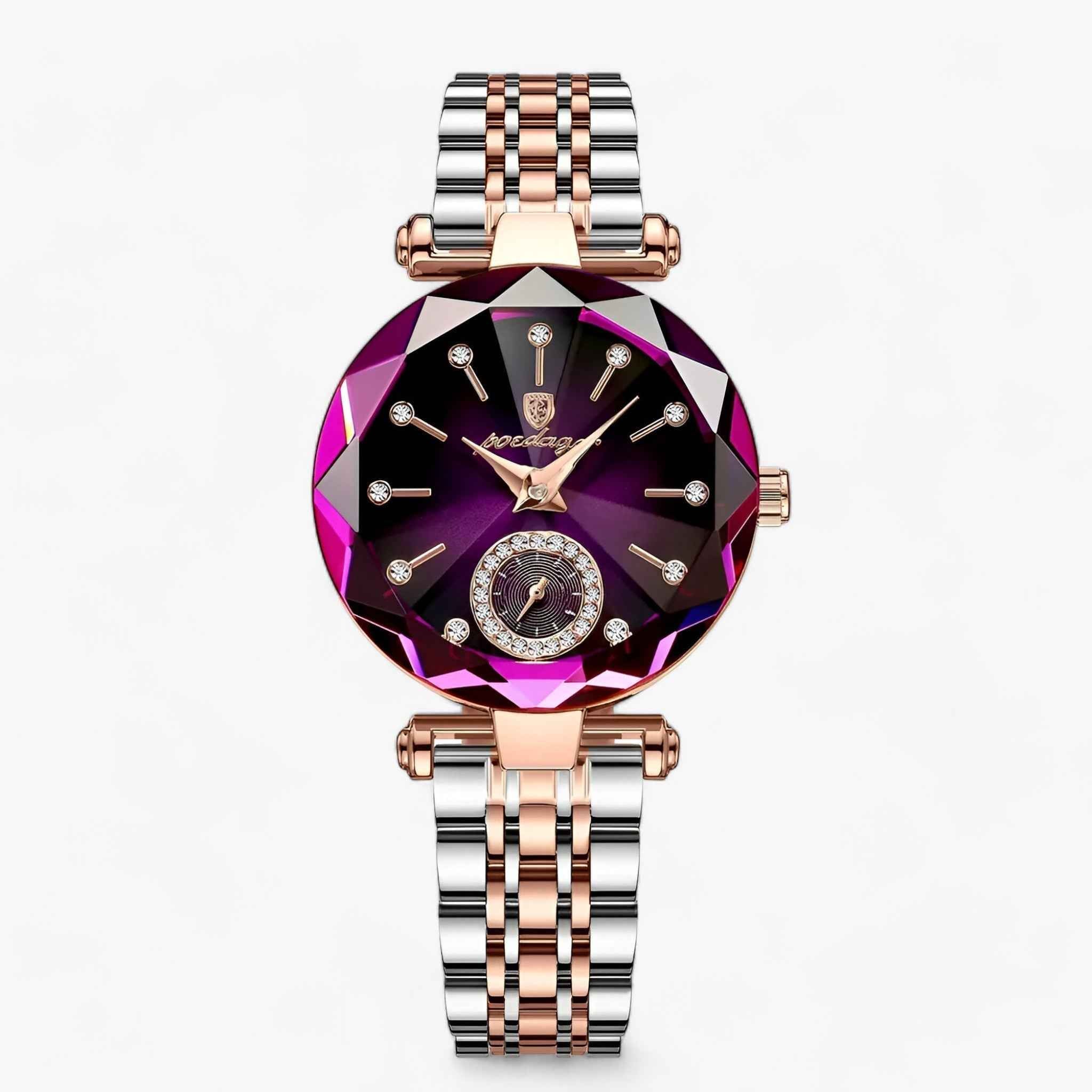 Dameshorloges : Dames Elegant Roestvrij Stalen Horloge - Goud Blauw in Goud Paars S van Pantino