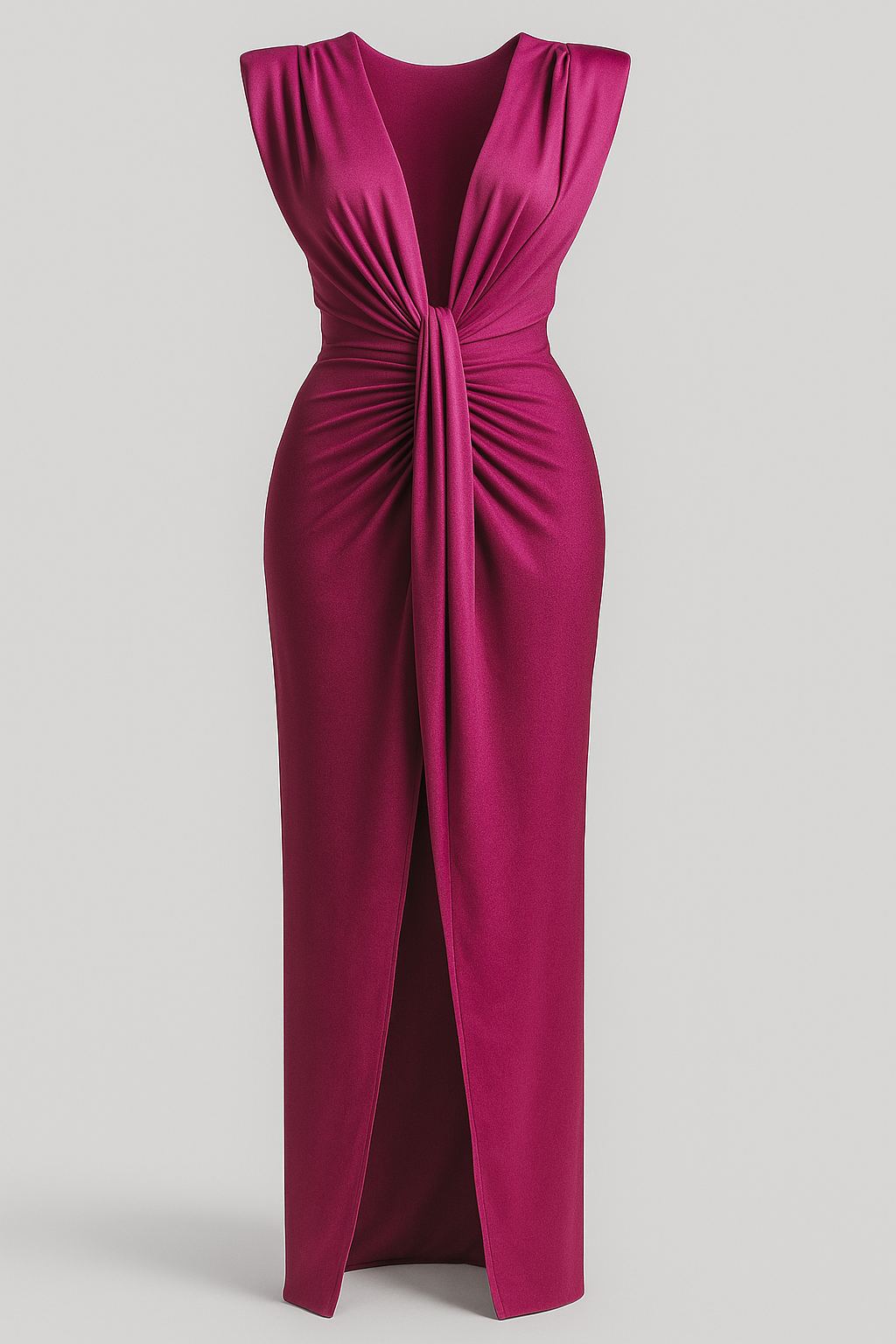 Damesjurken : Jurk Dames Rood - Elegante met Split in Magenta One size van Pantino