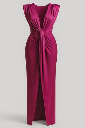 Damesjurken : Jurk Dames Rood - Elegante met Split in Magenta One size van Pantino