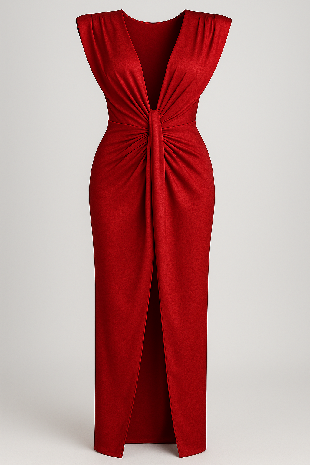 Damesjurken : Rode Dames Jurk met Split - Elegante Maxi Jurk voor Vrouwen in Rood One size van Pantino