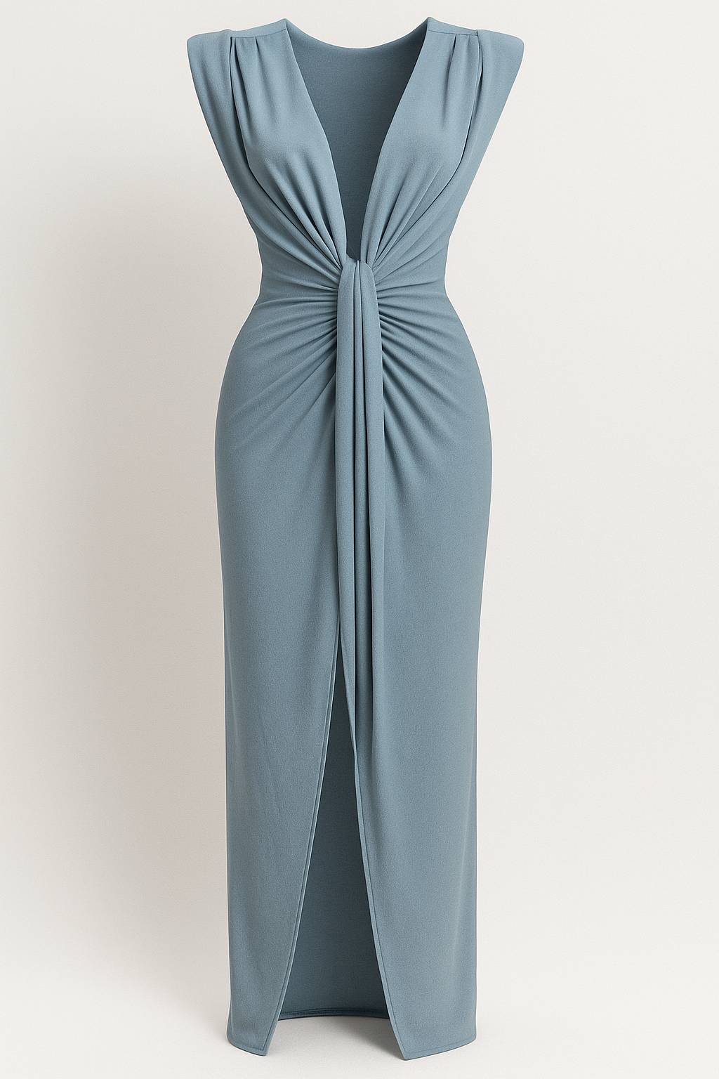 Damesjurken : Rode Dames Jurk met Split - Elegante Maxi Jurk voor Vrouwen in Stof blauw One size van Pantino