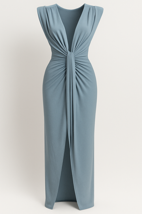 Damesjurken : Jurk Dames Rood - Elegante met Split in Stof blauw One size van Pantino