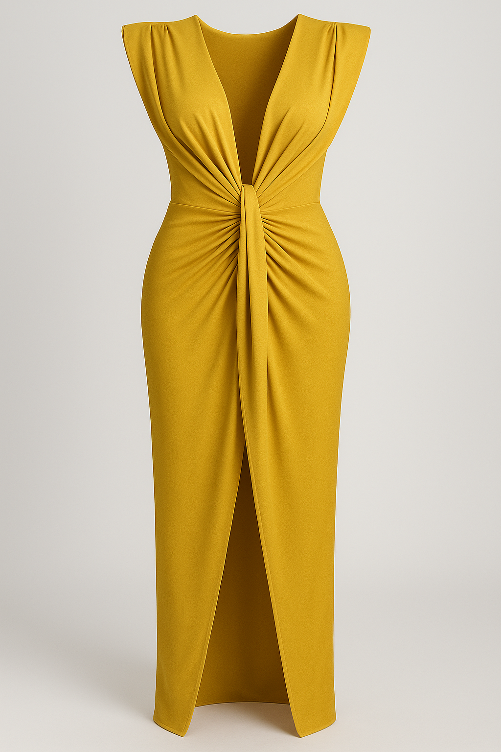 Damesjurken : Rode Dames Jurk met Split - Elegante Maxi Jurk voor Vrouwen in Geel One size van Pantino