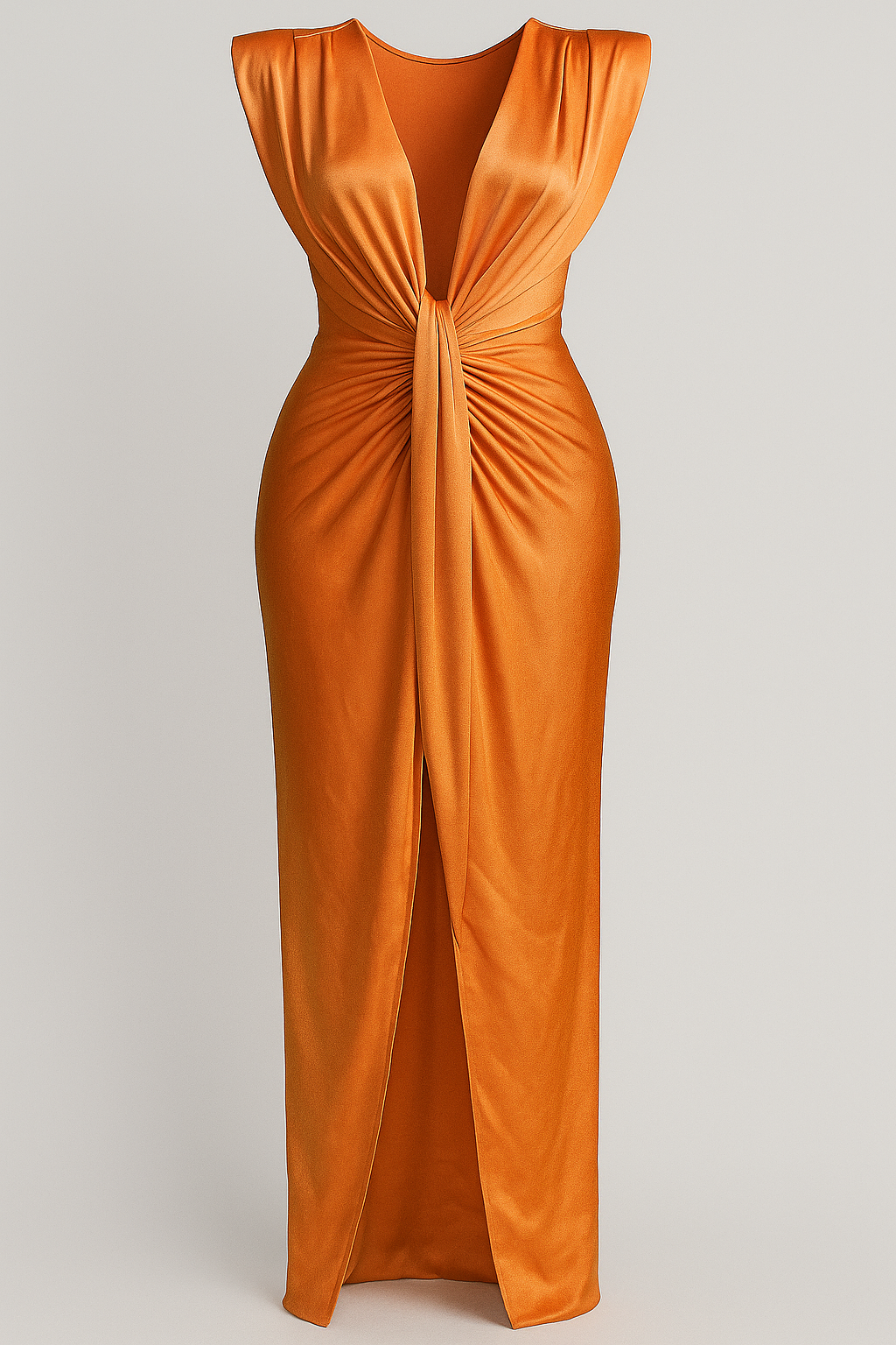 Damesjurken : Rode Dames Jurk met Split - Elegante Maxi Jurk voor Vrouwen in Oranje One size van Pantino