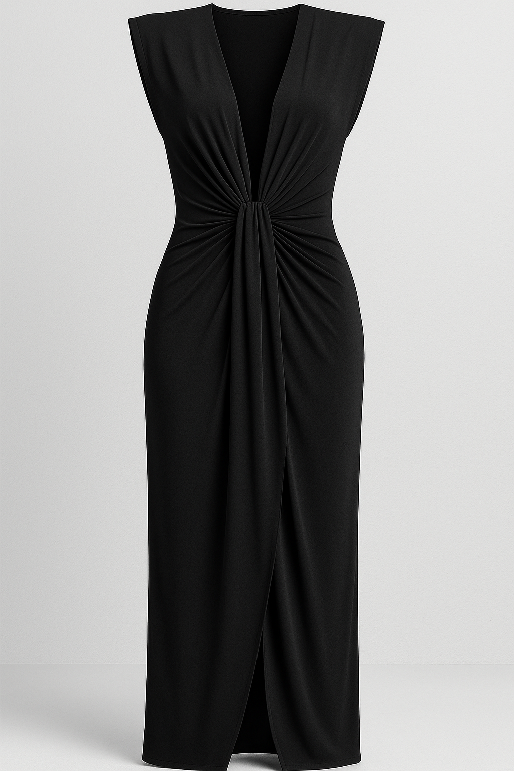 Damesjurken : Rode Dames Jurk met Split - Elegante Maxi Jurk voor Vrouwen in Zwart One size van Pantino
