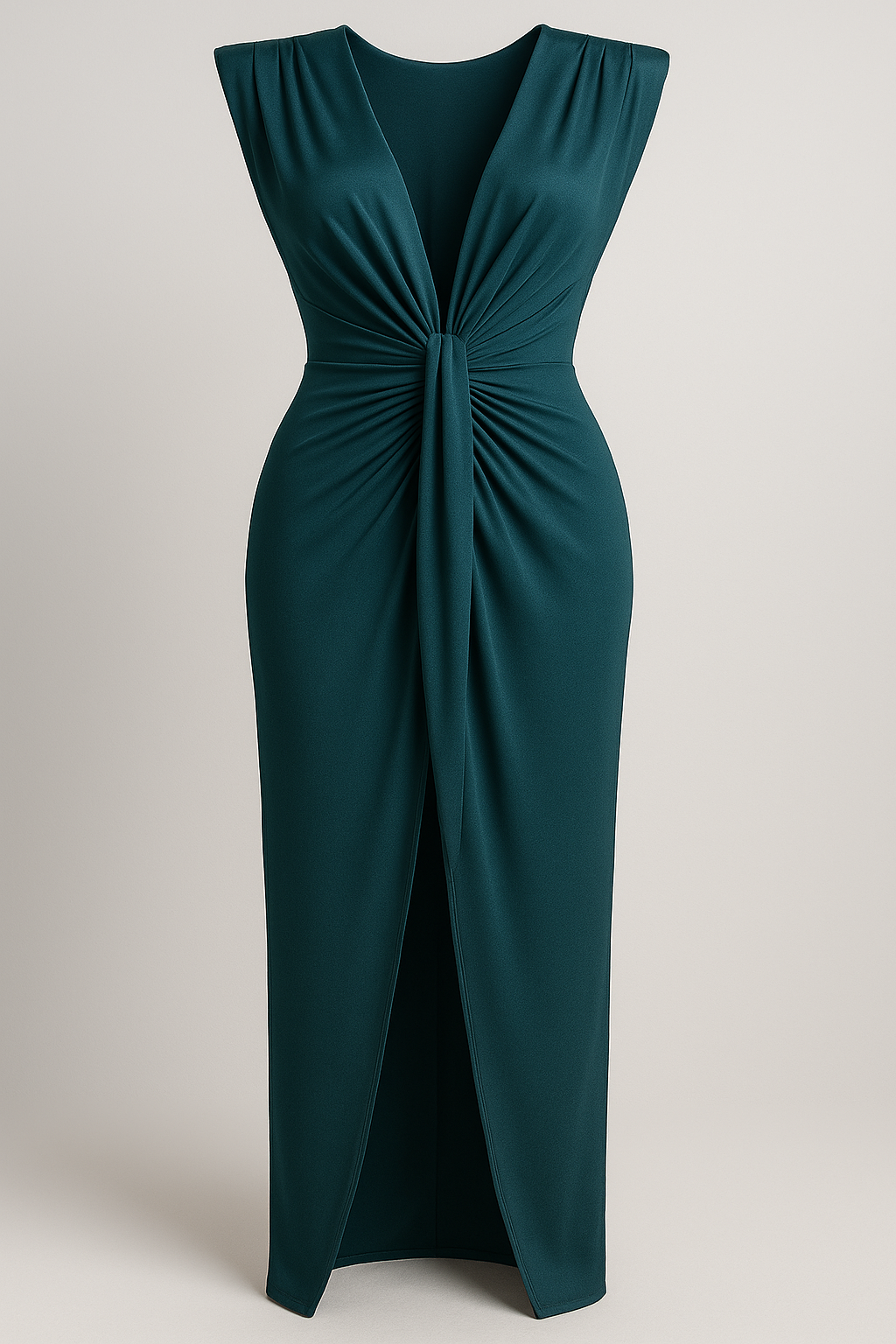 Damesjurken : Rode Dames Jurk met Split - Elegante Maxi Jurk voor Vrouwen in Petrol One size van Pantino