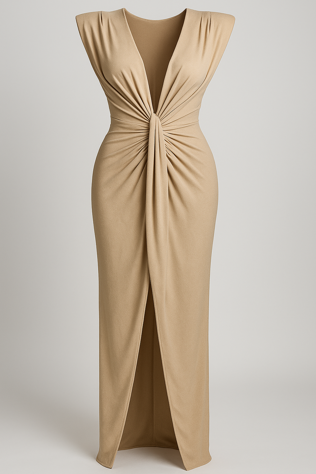 Damesjurken : Rode Dames Jurk met Split - Elegante Maxi Jurk voor Vrouwen in Beige One size van Pantino