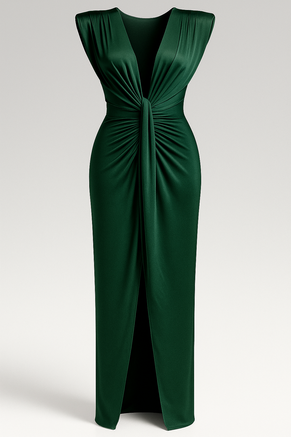 Damesjurken : Rode Dames Jurk met Split - Elegante Maxi Jurk voor Vrouwen in Groen One size van Pantino