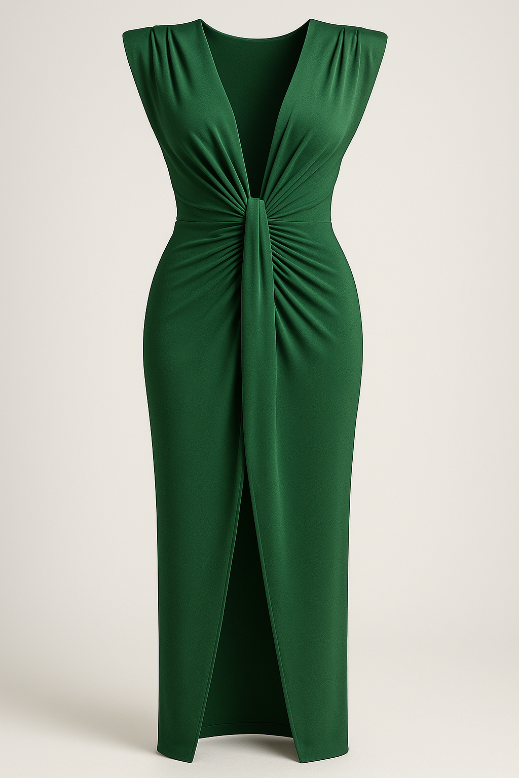 Damesjurken : Rode Dames Jurk met Split - Elegante Maxi Jurk voor Vrouwen in Donkergroen One size van Pantino