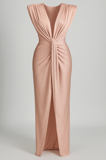 Damesjurken : Jurk Dames Rood - Elegante met Split in Roze One size van Pantino
