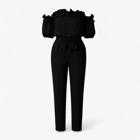 women's jumpsuit : Dames Elegante Kombinezon met Volantmouwen - Groen in Zwart van Pantinoshop