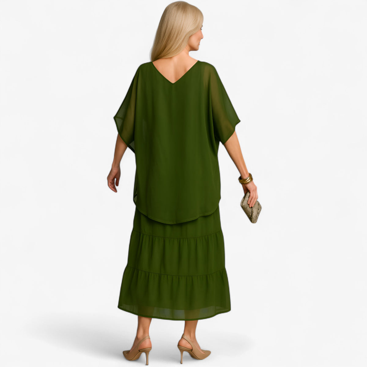 Women's Dress : Dames Maxi Jurk Groen - Elegante Lange A-lijn Jurk voor Vrouwen in van Pantino