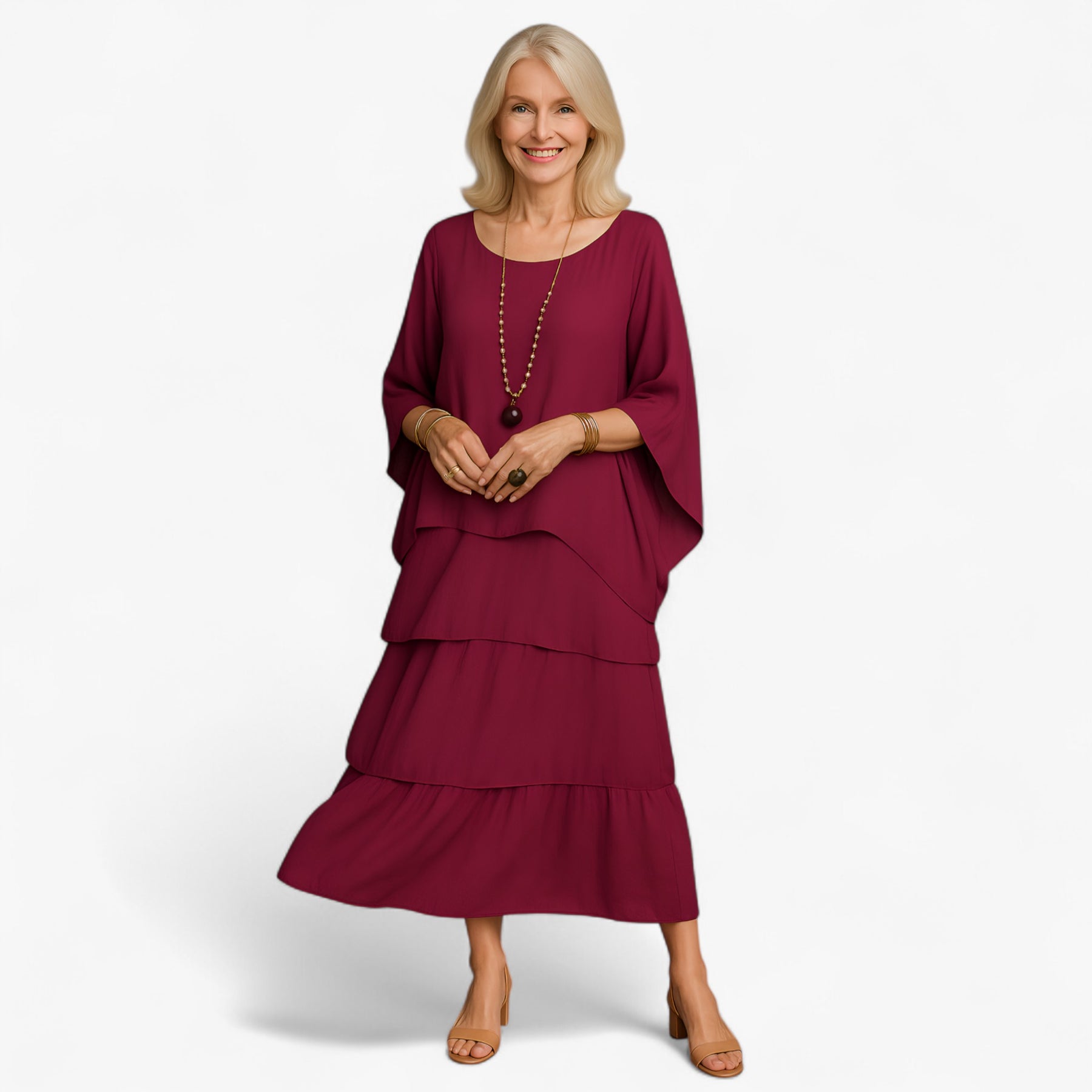 Women's Dress : Maxi Jurk Dames Groen - Elegante Lange A-line in van Pantino