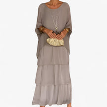 Women's Dress : Maxi Jurk Dames Groen - Elegante Lange A-line in Grijs van Pantino