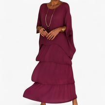 Women's Dress : Maxi Jurk Dames Groen - Elegante Lange A-line in Roze van Pantino