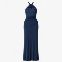 Women's Dress : Jurk Dames Blauw Navy - Elegante Lange in Blauw Navy van Pantino
