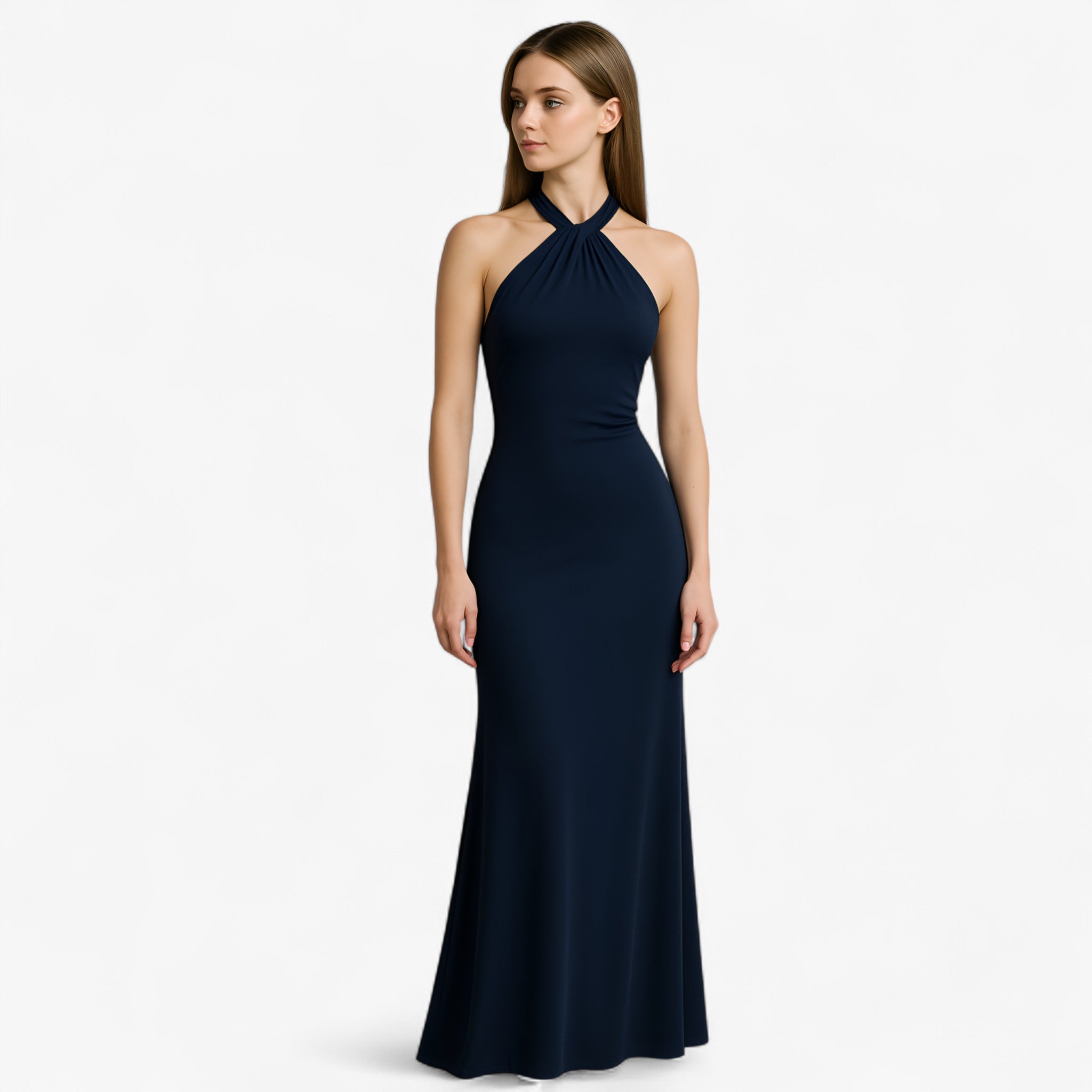 Women's Dress : Jurk Dames Blauw Navy - Elegante Lange in van Pantino