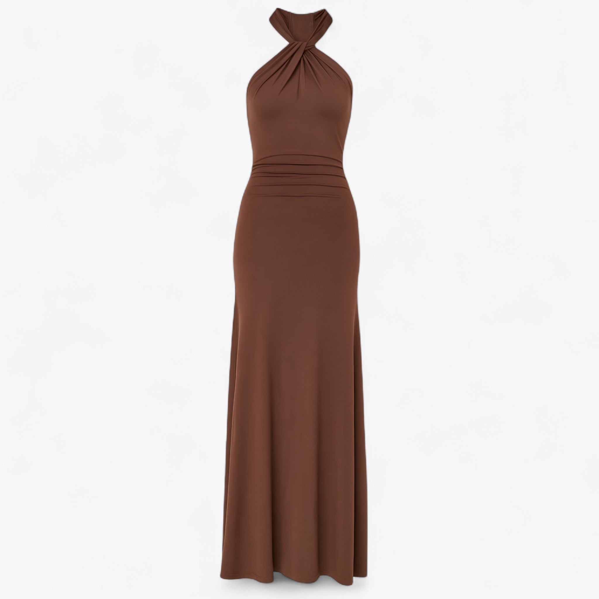 Women's Dress : Jurk Dames Blauw Navy - Elegante Lange in Bruin van Pantino
