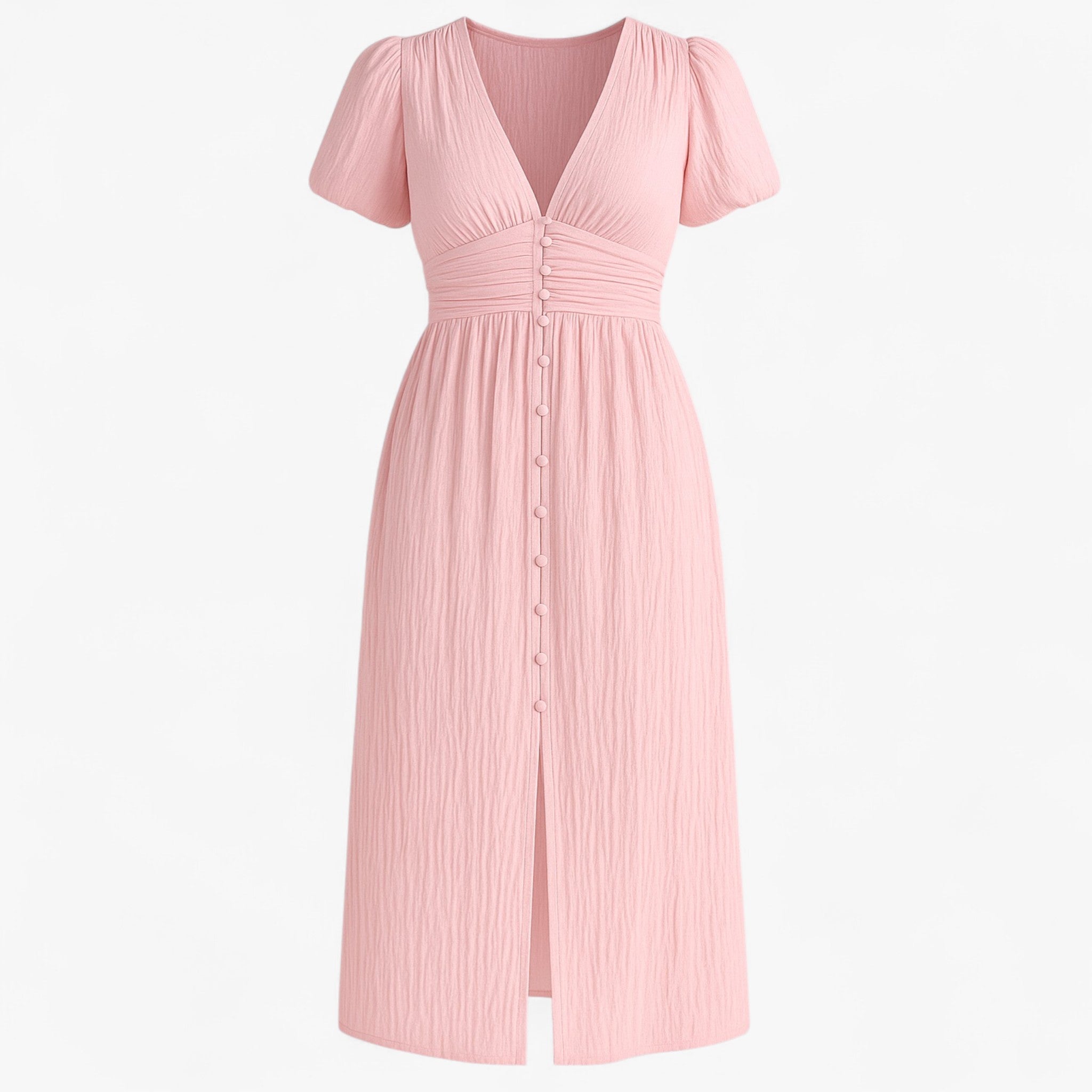 Women's Dress : Maxi Jurk Dames Geel - Elegante Lange met Puffmouwen in Roze van Pantino