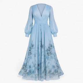 Women's Dress : Maxi Jurk Dames Wit - Elegante Lange Zomerjurk in Blauw van Pantino