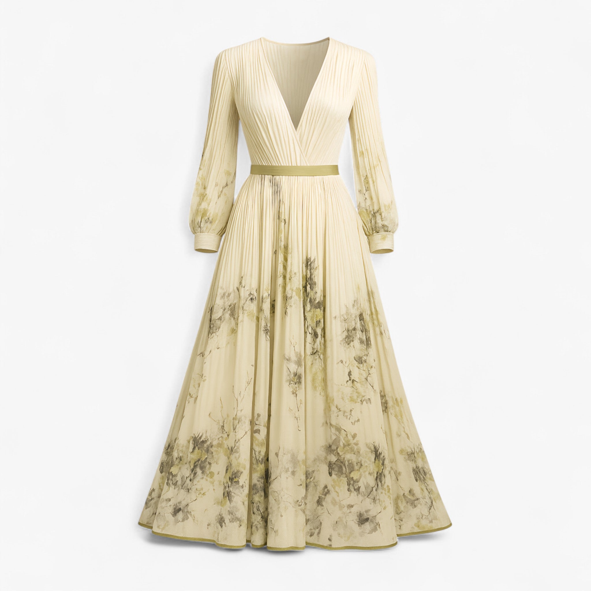 Women's Dress : Maxi Jurk Dames Wit - Elegante Lange Zomerjurk in Geel van Pantino