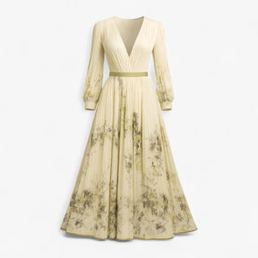 Women's Dress : Maxi Jurk Dames Wit - Elegante Lange Zomerjurk in Geel van Pantino