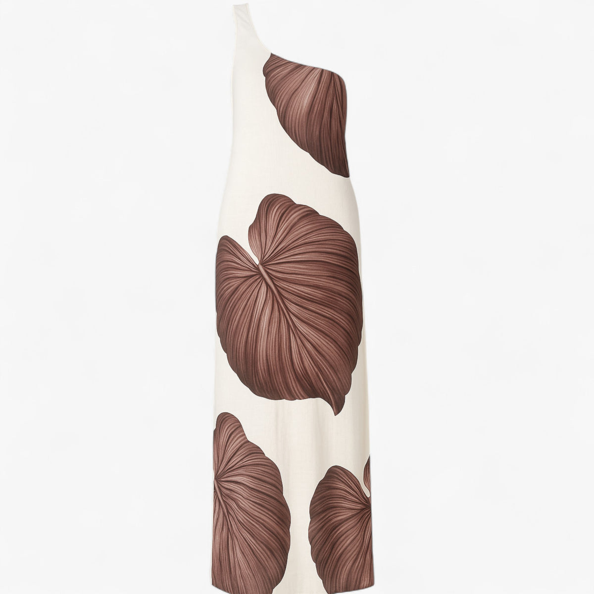 Women's Dress : Zomerjurk Dames Bruin - Elegante Lange met Palmprint in Bruin van Pantino