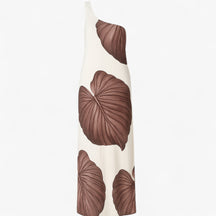 Women's Dress : Zomerjurk Dames Bruin - Elegante Lange met Palmprint in Bruin van Pantino