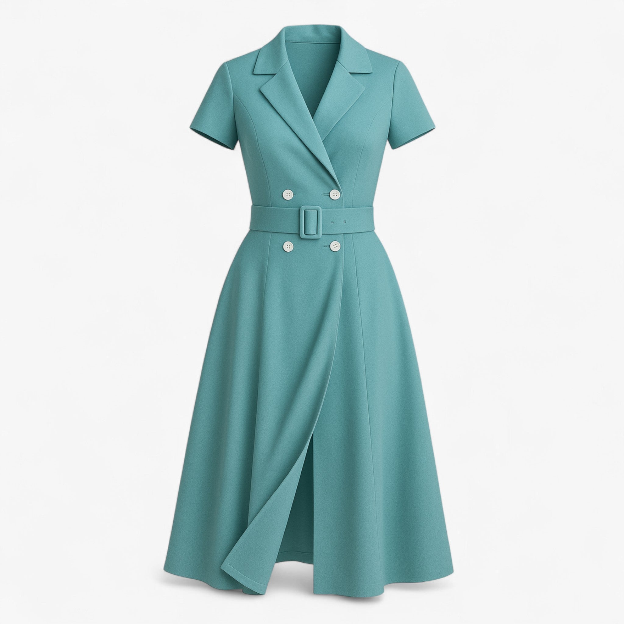Women's Dress : Midi Jurk Dames Lichtblauw - Elegante met Cintuur in Lichtblauw van Pantino