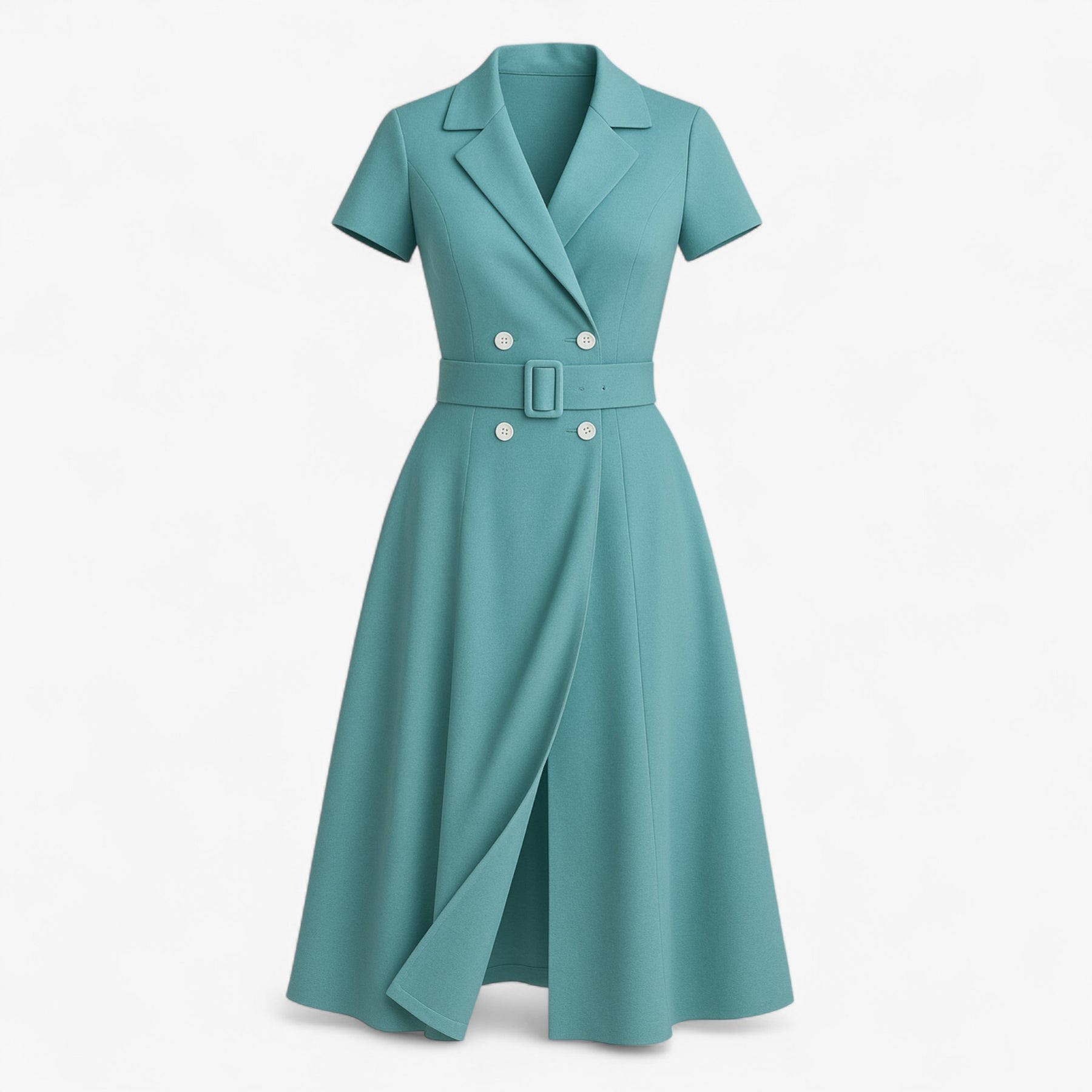 Women's Dress : Midi Jurk Dames Lichtblauw - Elegante met Cintuur in Lichtblauw van Pantino