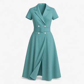 Women's Dress : Midi Jurk Dames Lichtblauw - Elegante met Cintuur in Lichtblauw van Pantino