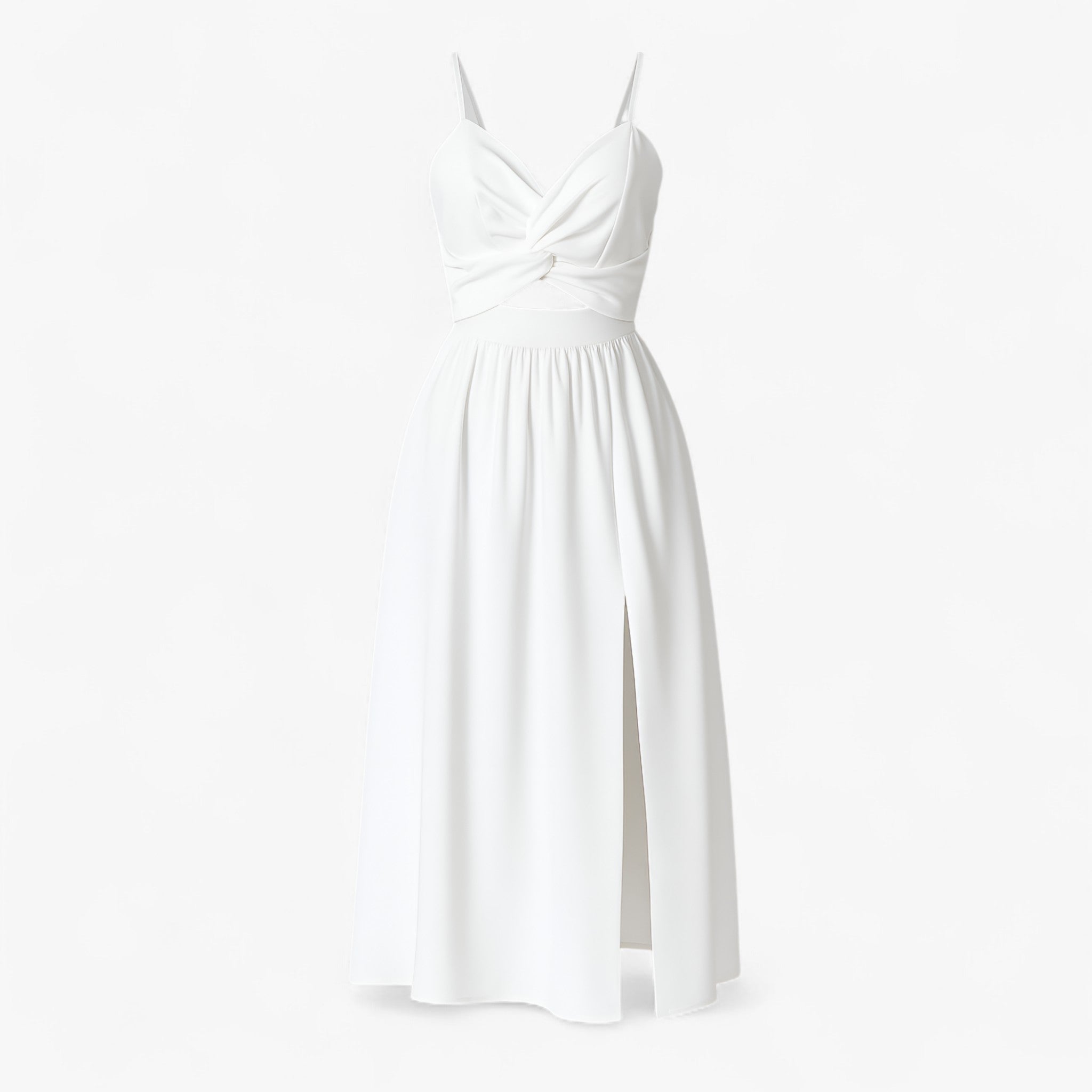 Women's Dress : Midi Jurk Dames Wit - Elegante met Dunne Bandjes in Wit van Pantino