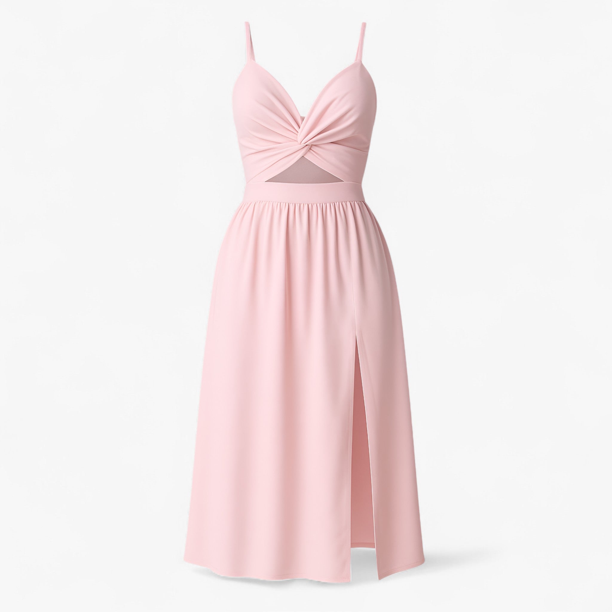 Women's Dress : Midi Jurk Dames Wit - Elegante met Dunne Bandjes in Rosé van Pantino
