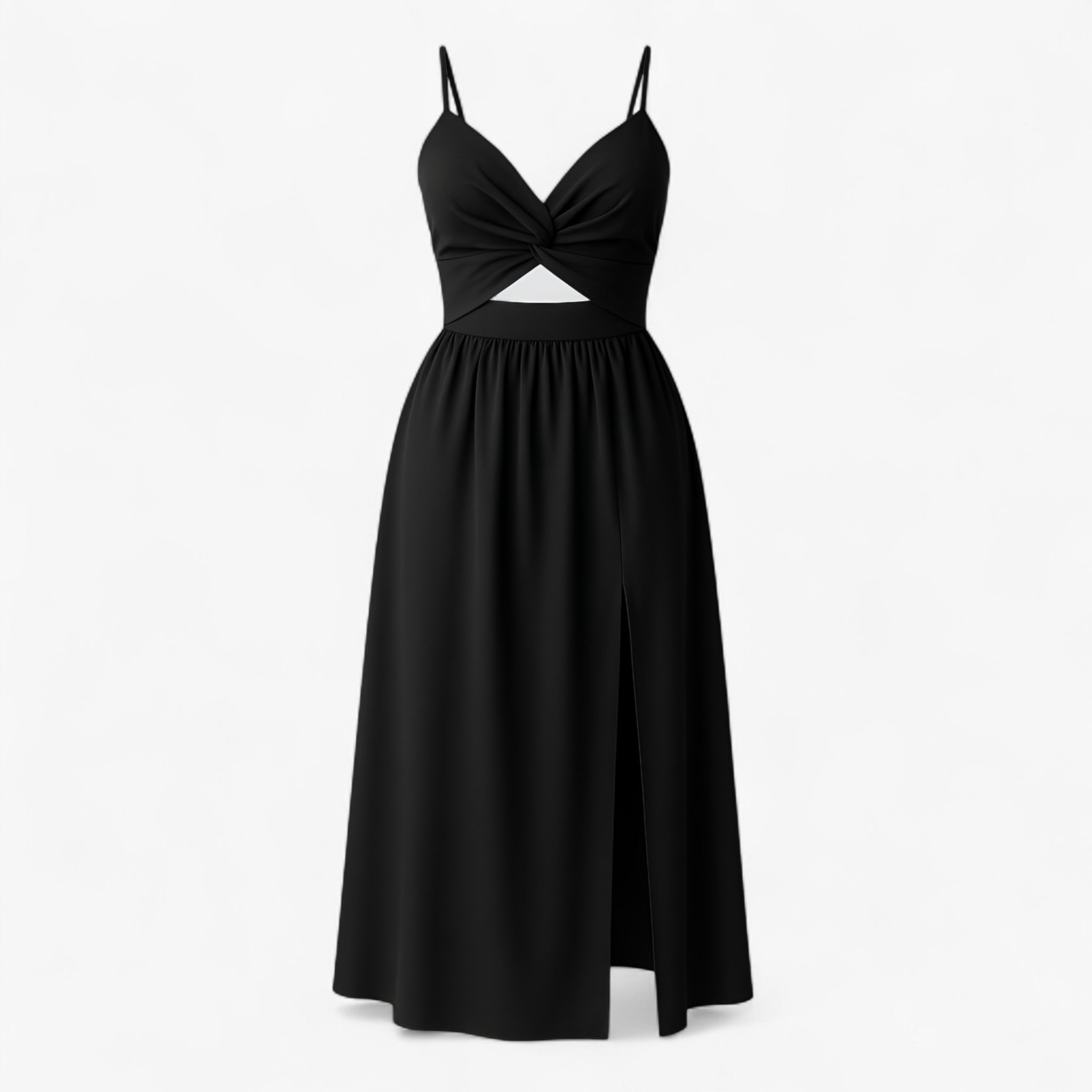Women's Dress : Midi Jurk Dames Wit - Elegante met Dunne Bandjes in Zwart van Pantino