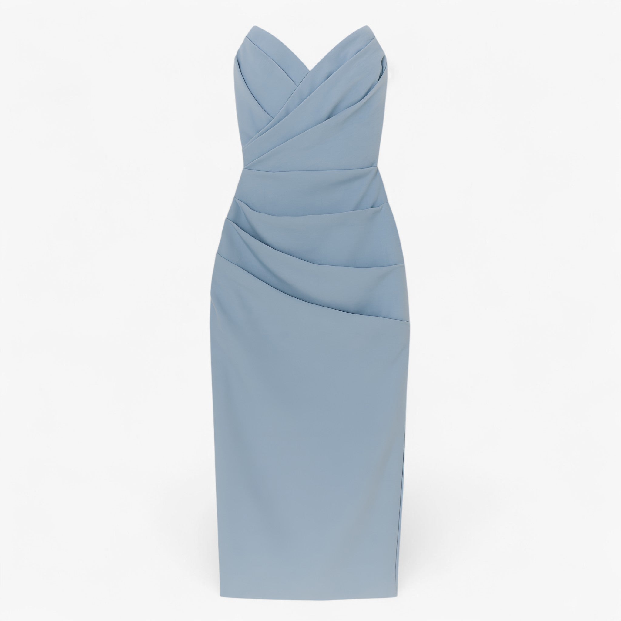 Women's Dress : Midi Jurk Dames Blauw met Spleet - Elegante Pasvorm in Blauw van Pantino