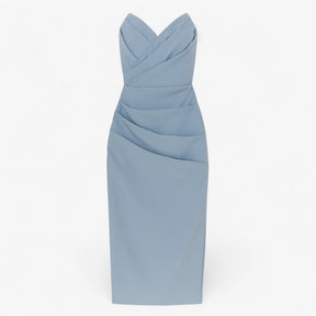 Women's Dress : Midi Jurk Dames Blauw - Elegante met Spleet in Blauw van Pantino
