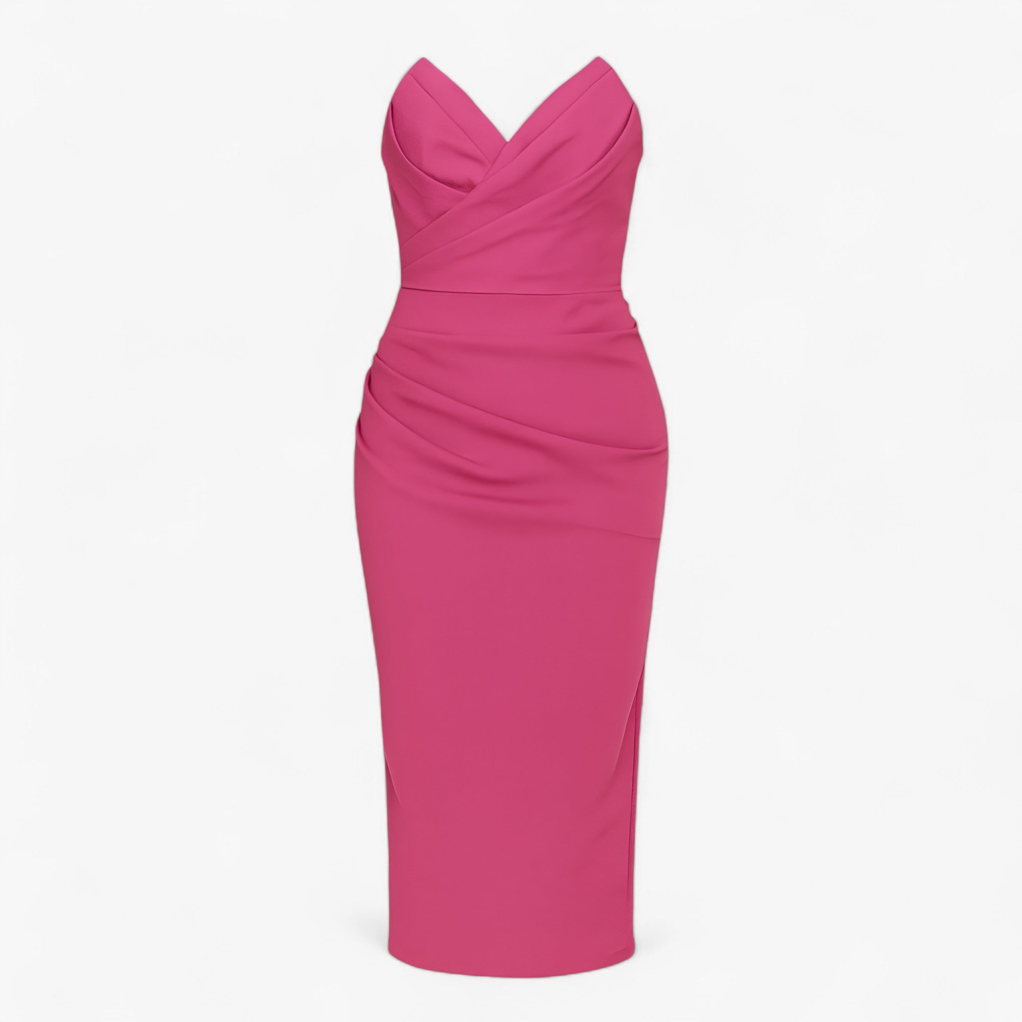 Women's Dress : Midi Jurk Dames Blauw met Spleet - Elegante Pasvorm in Fuchsia van Pantino