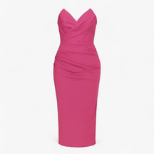 Women's Dress : Midi Jurk Dames Blauw - Elegante met Spleet in Fuchsia van Pantino