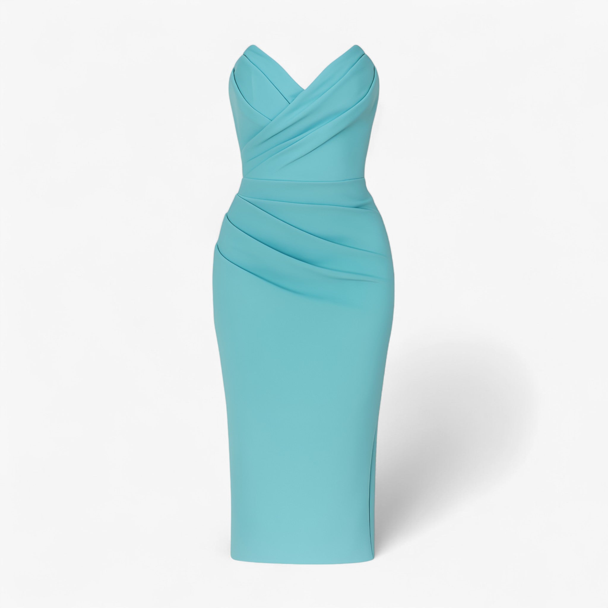 Women's Dress : Midi Jurk Dames Blauw met Spleet - Elegante Pasvorm in Groen van Pantino