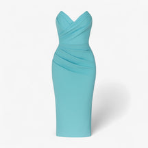 Women's Dress : Midi Jurk Dames Blauw - Elegante met Spleet in Groen van Pantino