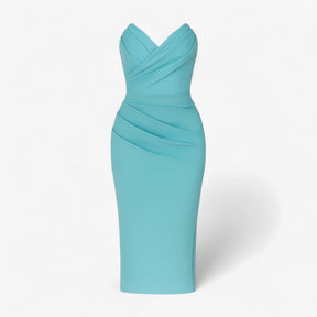 Women's Dress : Midi Jurk Dames Blauw - Elegante met Spleet in Groen van Pantino