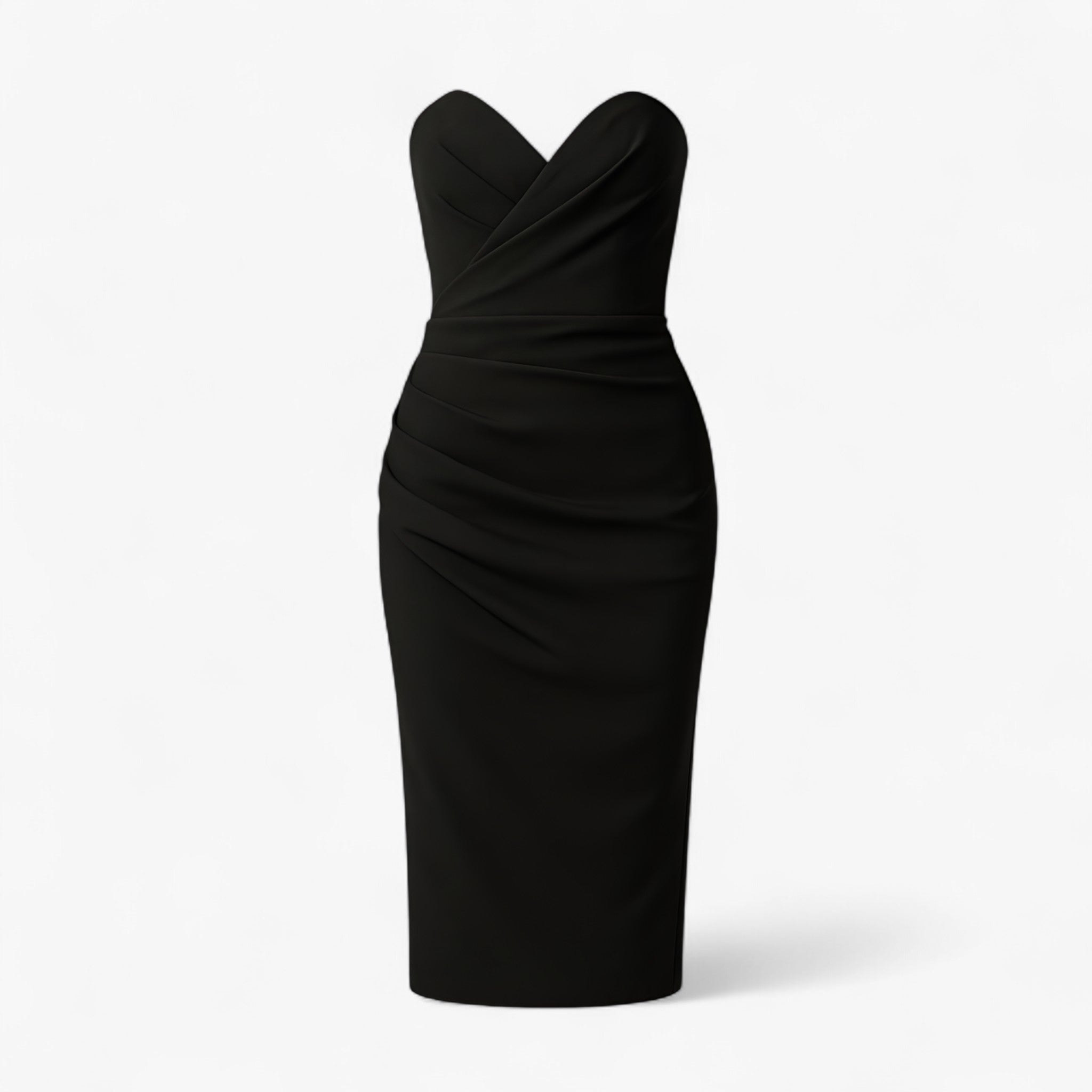Women's Dress : Midi Jurk Dames Blauw met Spleet - Elegante Pasvorm in Zwart van Pantino