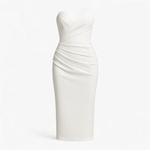 Women's Dress : Midi Jurk Dames Blauw - Elegante met Spleet in Wit van Pantino