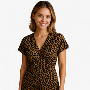 Women's Clothes : Dames Elegante Tuta met Panterprint - Bruin in van Pantino