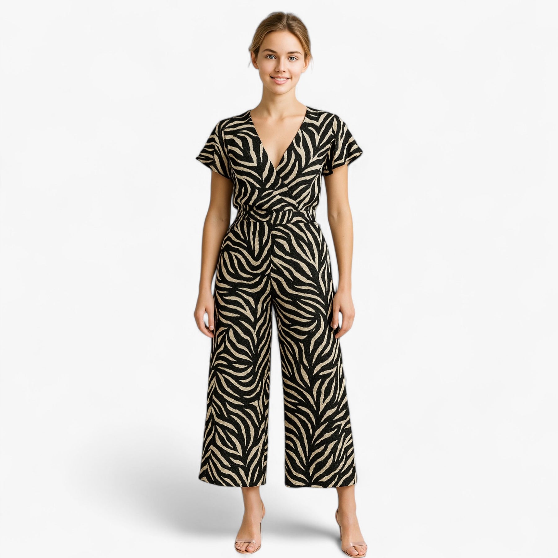 Women's Clothes : Dames Elegante Tuta met Panterprint - Bruin in van Pantino