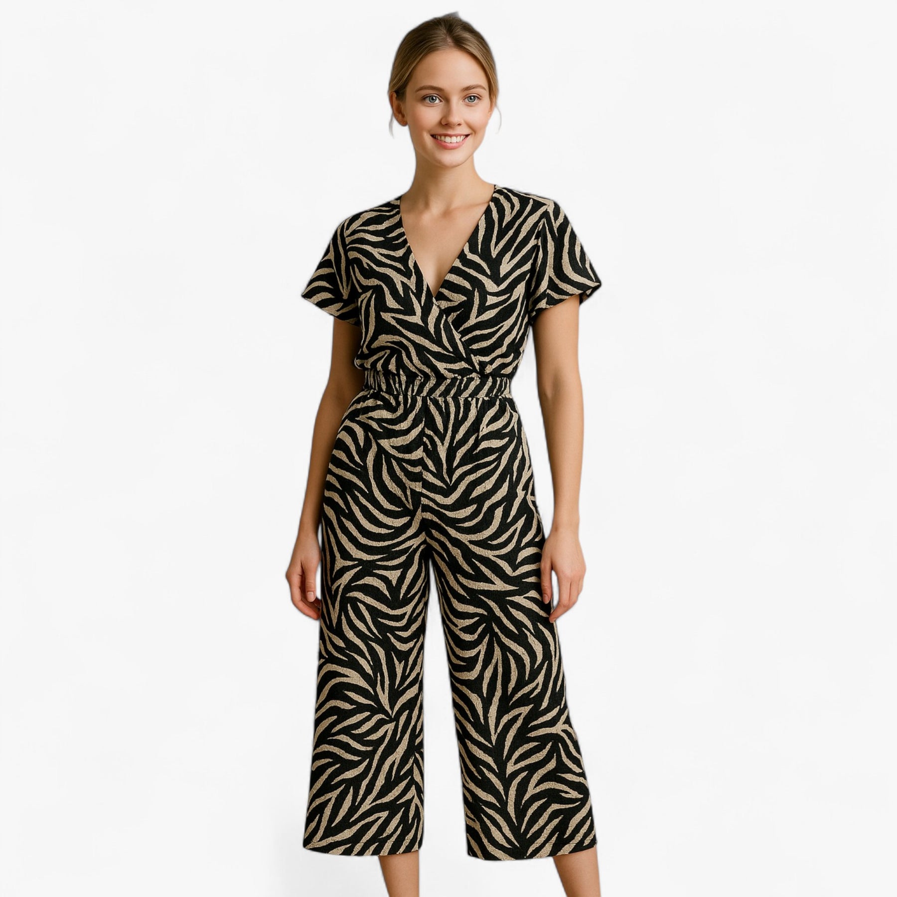 Women's Clothes : Dames Elegante Tuta met Panterprint - Bruin in van Pantino