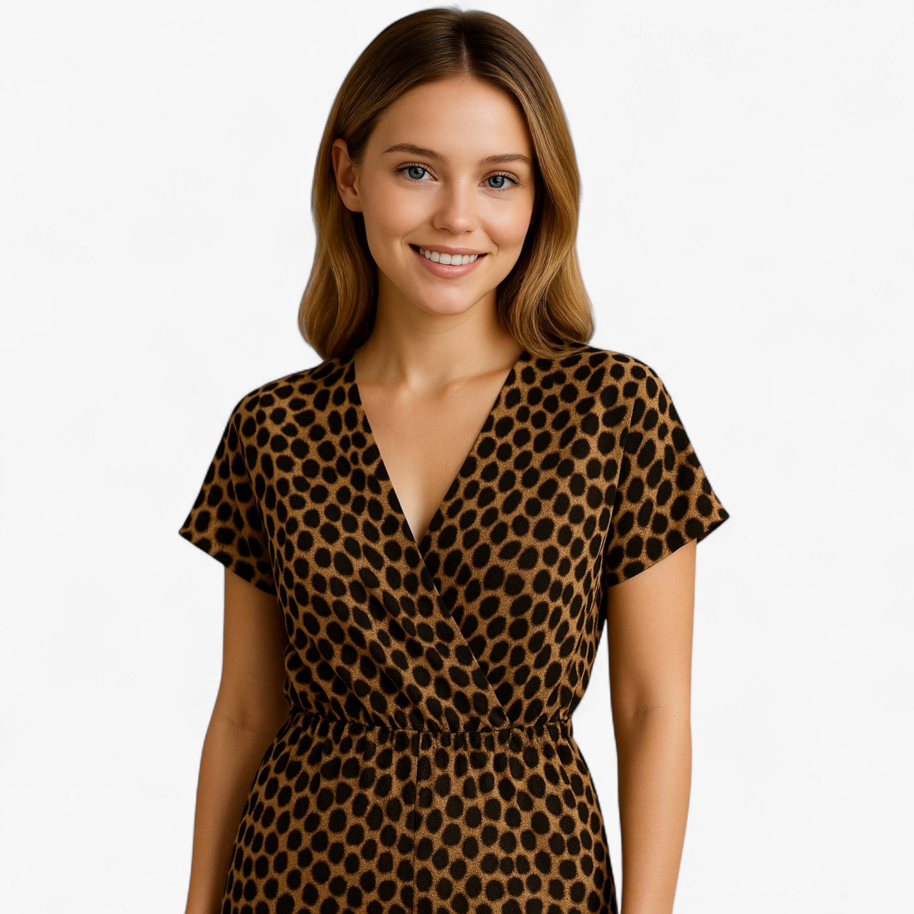 Women's Clothes : Dames Elegante Tuta met Panterprint - Bruin in van Pantino