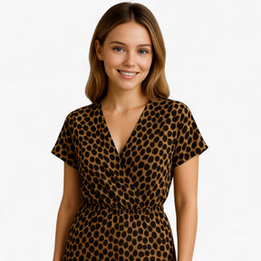Women's Clothes : Dames Elegante Tuta met Panterprint - Bruin in van Pantino
