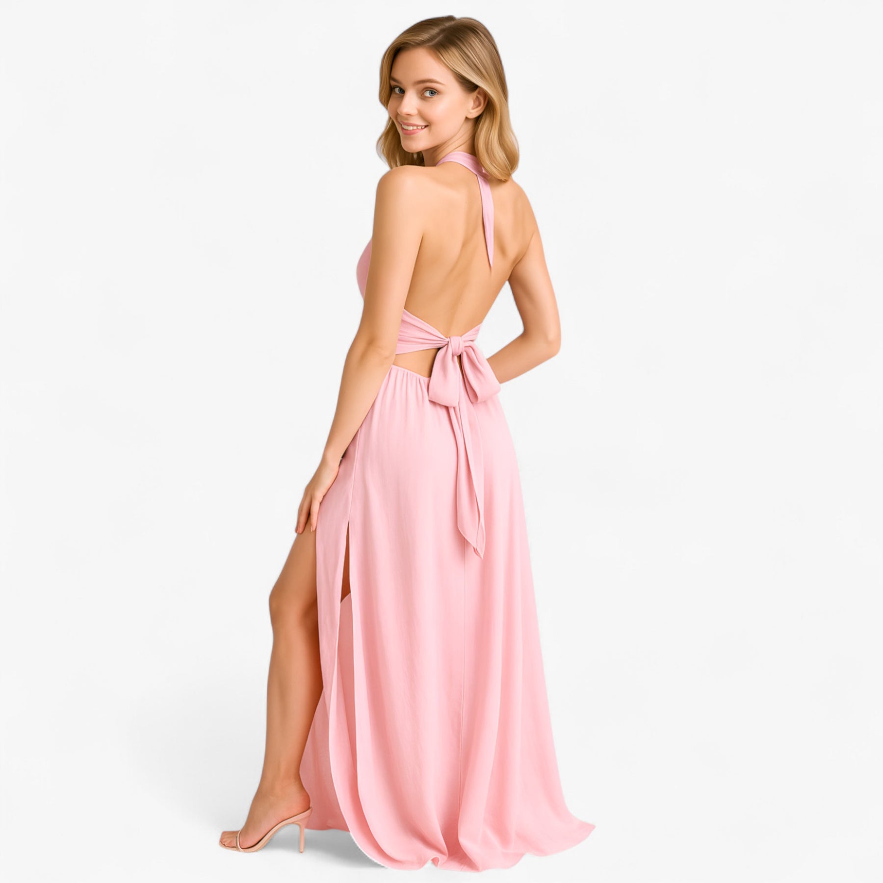 Women's Dress : Dames Zomerjurk Blauw - Elegante Mouwloze Jurk voor Vrouwen in van Pantino
